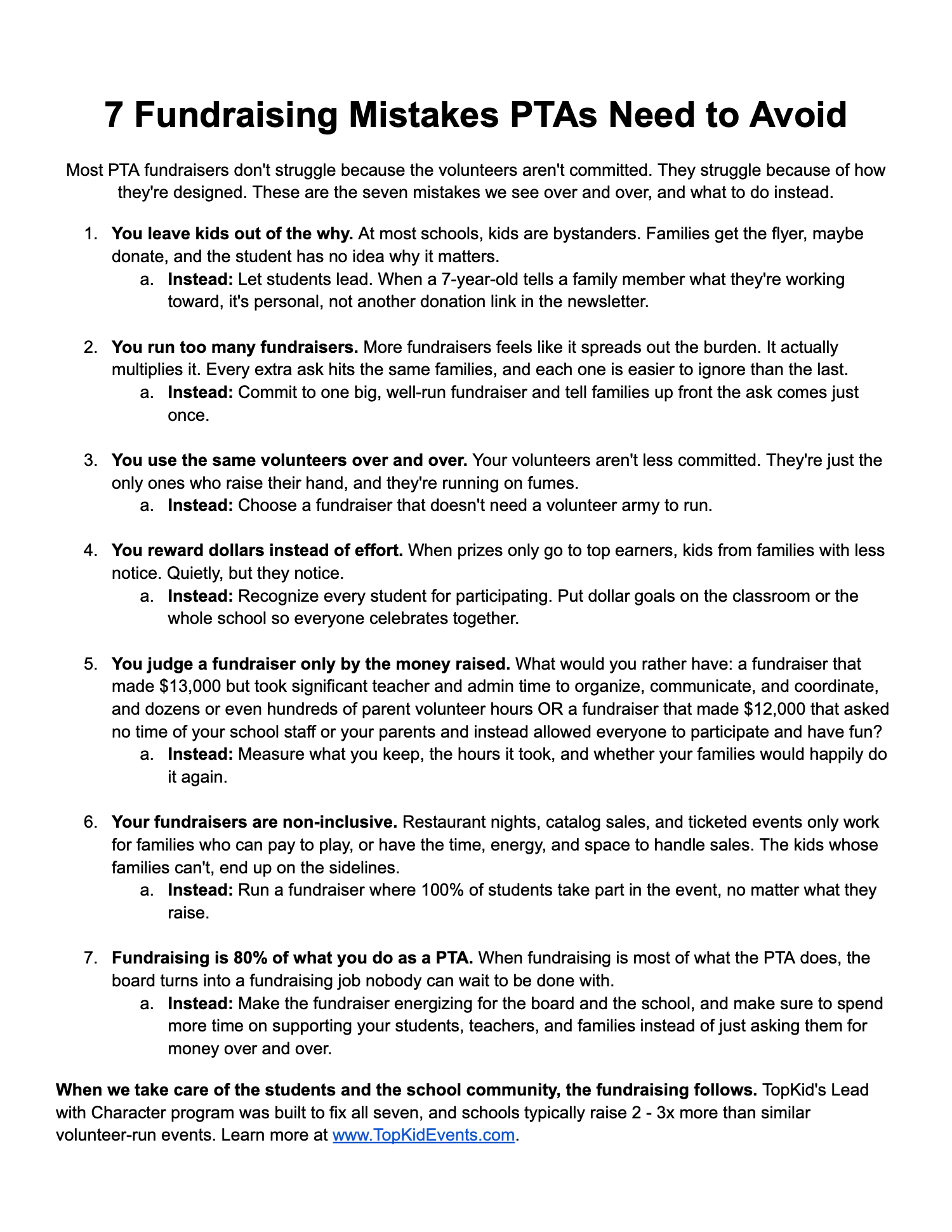 The 7 Fundraising Mistakes PTAs Need to Avoid guide. Use the Download the PDF button above for a text version.